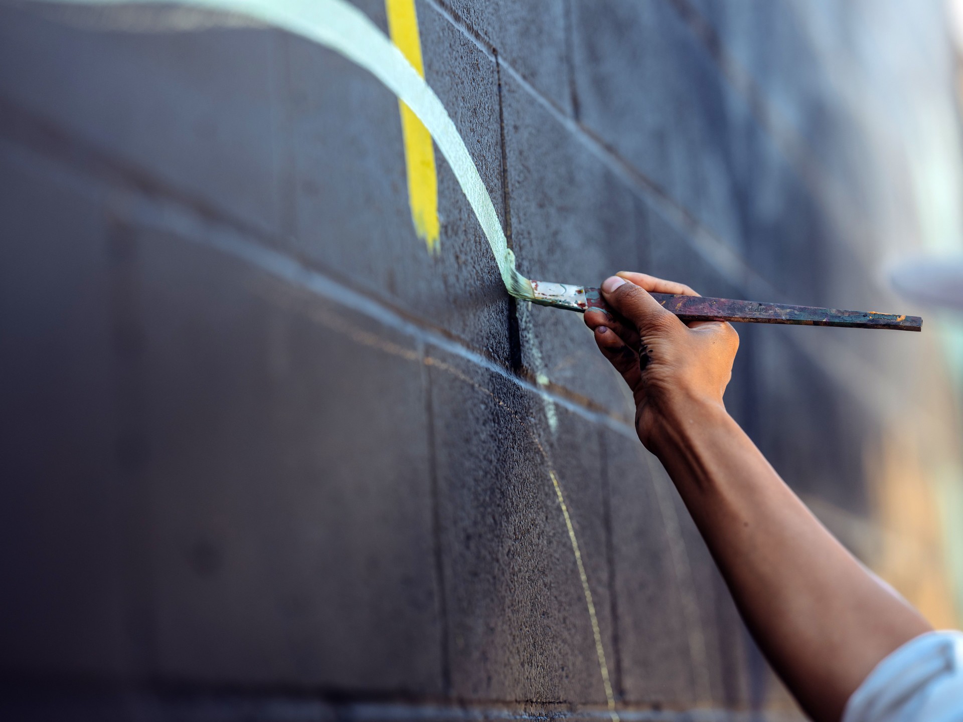 Mural artist at work